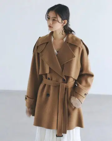 anuans 리버 울 미들 트렌치코트 카멜