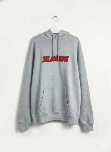 XLARGE 그레이 후드티 로고 자수