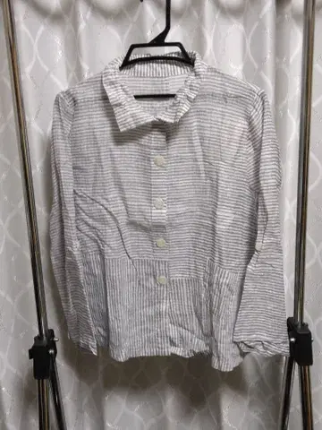 스트라이프 버튼 긴팔 셔츠