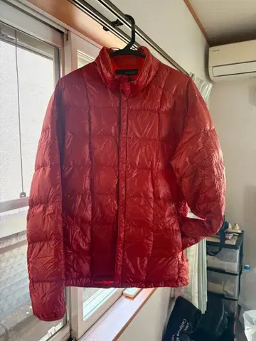 mont-bell 남성용 다운 자켓 L 수납 봉투 포함 레드 (오렌지)