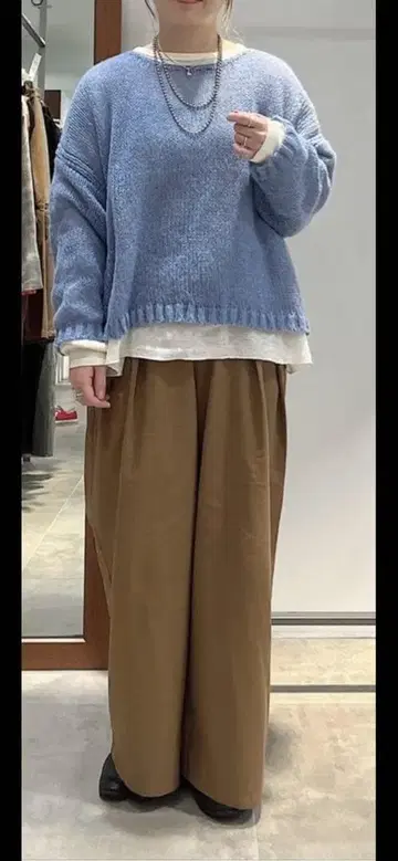 퓨어세신 코튼 레이온 투 턱 와이드 팬츠 카멜