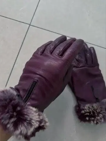이탈리아 셀모네타 퍼플 가죽 장갑 퍼 포함