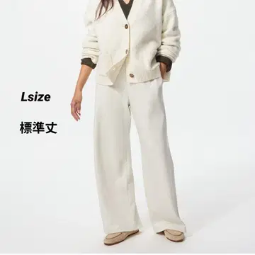 택 포함 새상품 웜 플리스 스트레이트 팬츠 내추럴 Lsize