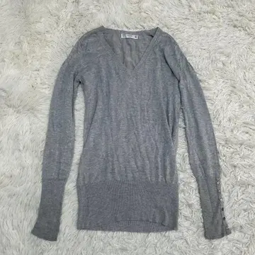 ZARA 자라 긴팔 니트 V넥 상의 그레이