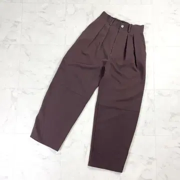 CITEN 와이드 슬랙스 울 라이크 트윌 팬츠 브라운 S*LD321