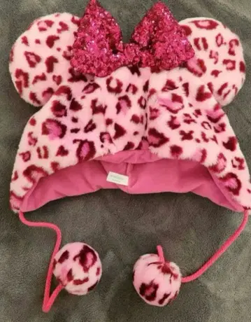 미니 레오파드 무늬 표범 무늬 레오파드 팬캡 모자 디즈니 핑크
