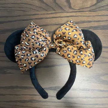 레오파드 무늬 리본 포함 머리띠