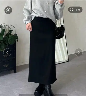 허리 드로스트 컷 리브 내로우 스커트 프로즈 베일 TL 사이즈