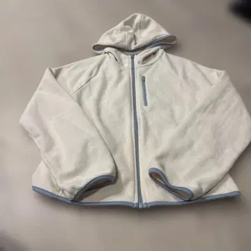 후드 부착 크림색 플리스 자켓