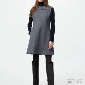 유니클로 UNIQLO 더블 페이스 미니 원피스 체크 원피스