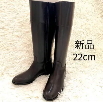 [미사용 새상품] 다크 브라운 가죽 롱 부츠 22cm