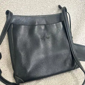 키타무라 네이비 가죽 숄더백