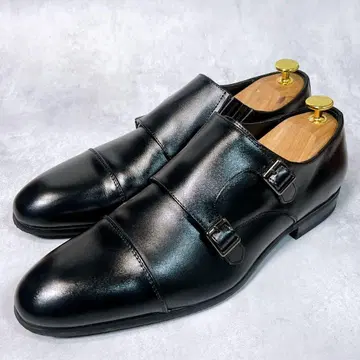 미사용급 [정장 셀렉트] 더블 몽크 스트랩 (25.5) 천연 가죽 블랙