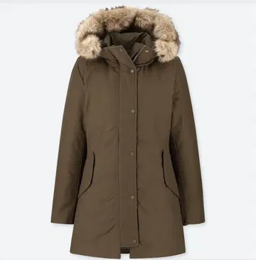 유니클로 논퀼트 다운 숏코트 M 카키 올리브색