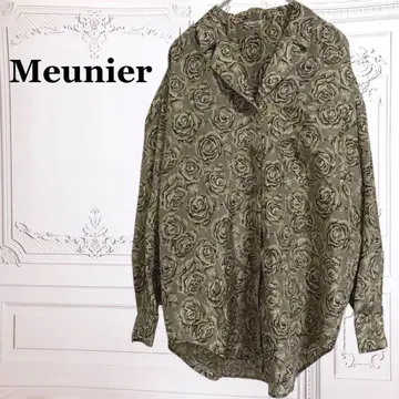 [무니에] 셔츠 블라우스 [F] 브라운 장미 꽃무늬 긴팔 큰 사이즈