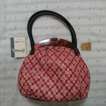 Tattcalf 빨간색 꽃 무늬 일본 의류용 천연 가죽 유젠 백