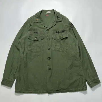 70s US ARMY 유틸리티 셔츠 OG107 L 올리브 7549