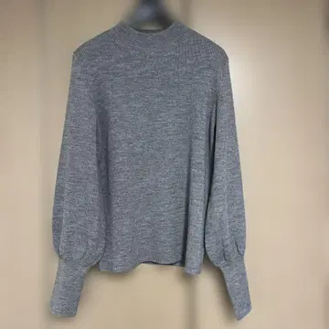 티아라 그레이 하이넥 벌룬 슬리브 스웨터