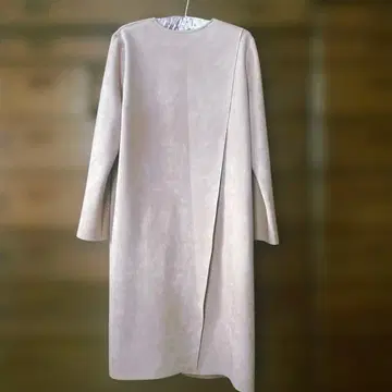 GRAND TABLE 살몬 핑크 스웨이드풍 롱 코트