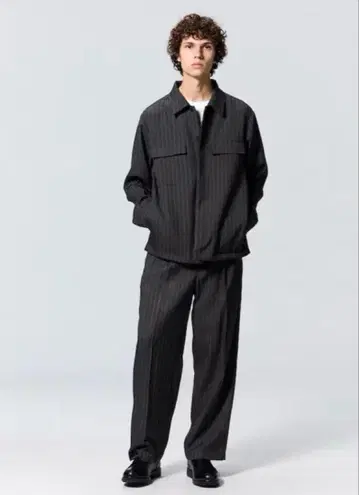 투 턱 배기 슬랙스 (스트라이프) (셋업 가능)