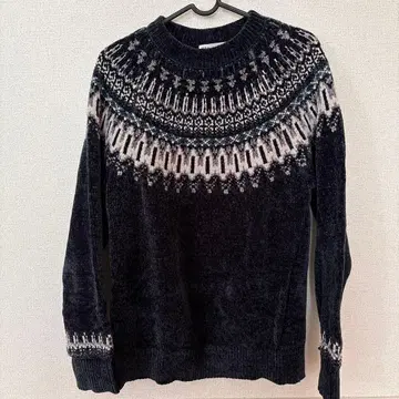M 사이즈 페어아일 패턴 스웨터 블랙 그레이 계열