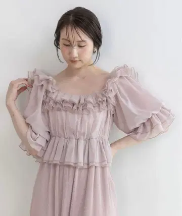 RANDA 2way 슬리브 프릴 쉬폰 원피스