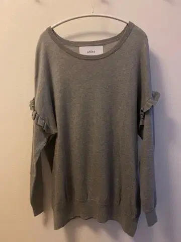 Utilite 니트 북유럽 생활 잡화점 프릴 달린 그레이 긴팔 티셔츠