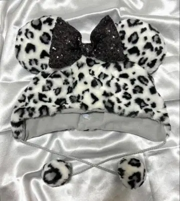 디즈니 레오파드 무늬 팬캡 화이트 그레이 화이트 레오파드 무늬