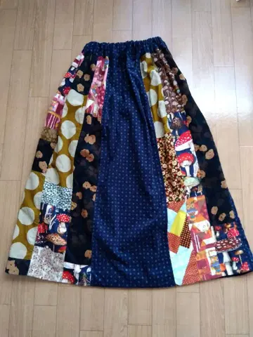 패치워크 롱 스커트 핸드메이드
