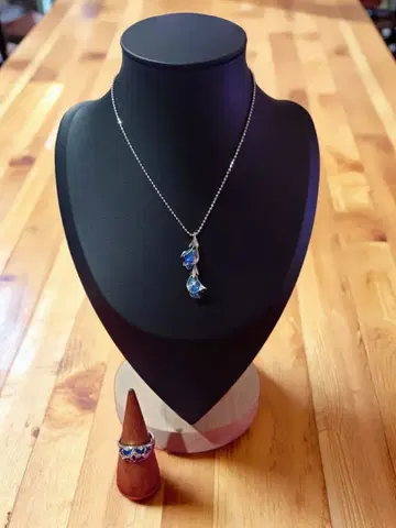 펜던트 탑 & 반지 세트 칠보 세공 & 다이아몬드 디자이너