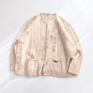 오스트리아 Distler 메탈 버튼 아란 니트 가디건 S10