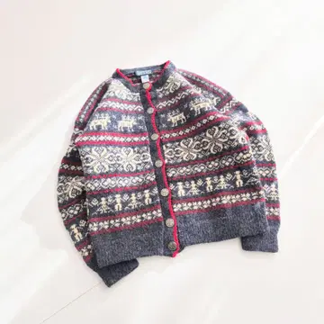 LANDS' END 노르딕 티롤리안 니트 가디건 M S3