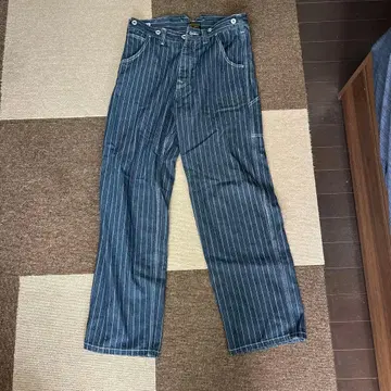 데님 스트라이프 M 워배시 아메카지 와이드 팬츠