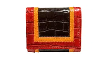 새상품급 에트로 ETRO 악어 엠보싱 코인 케이스 후크 달린 스퀘어형