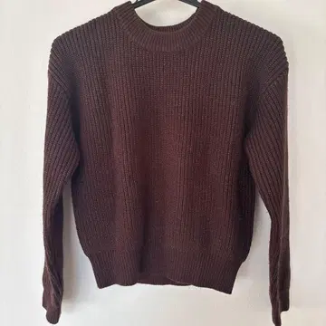 프로포션 리본 포함 다크 브라운 니트 스웨터