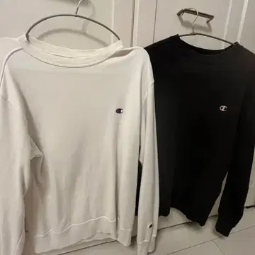 챔피온 맨투맨 2세트 화이트 블랙