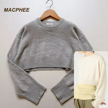 맥피 울 캐시미어 니트 스웨터 풀오버 크롭 기장