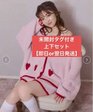 젤라또피케 라메 페더 가디건 & 라메 페더 숏팬츠 핑크