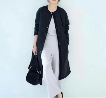 빅 사이즈! 자유구/44/퀼트 충전솜 코트 /블랙/최근