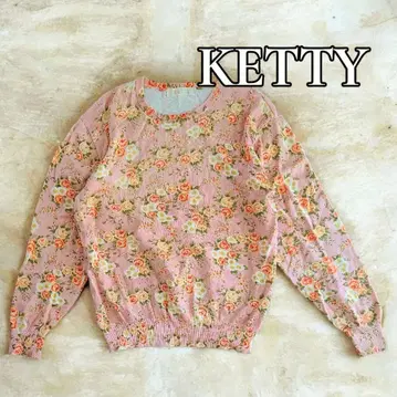 [ 구 택 ] 빈티지 케티 장미 패턴 코튼 스웨터 크루넥