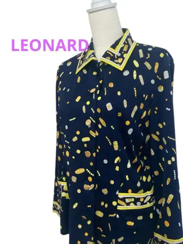 LEONARD 레오나르 긴팔 셔츠 상의 버튼 다운 골드 버튼 L