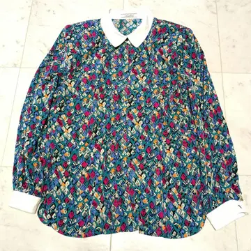 Leilian 레리안 올 패턴 블라우스 긴팔 어깨 패드 9