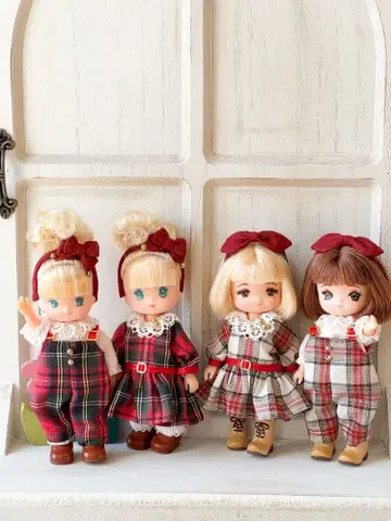 11cm 인형 미키짱 마키짱 의류 타탄 체크 아웃핏