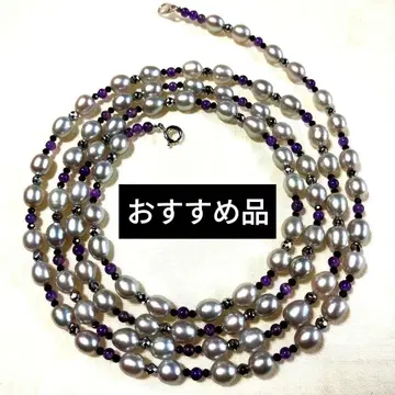 담수 펄 롱 목걸이 그레이 계열