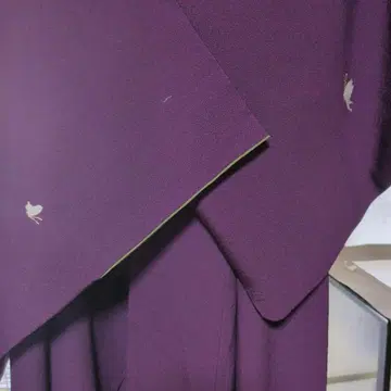 보라색 코몬 기모노 꽃 자수