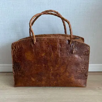 앤티크 크로커다일 빈티지 가죽 보스턴 백