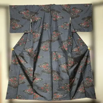 네이비 컬러 꽃무늬 구름 무늬 명주