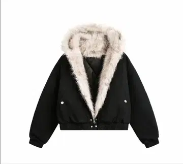 퍼 자켓 M 사이즈 퍼 후드티 아우터 M 블랙 Y2K 크롭 기장