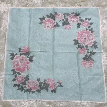 [새상품급] 하나에모리 손수건 꽃무늬 도트 스카이블루 41cm 모리하나에