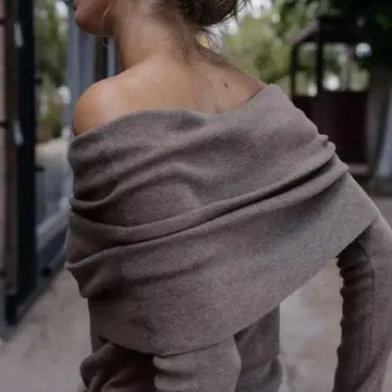 ZARA 개더 스트랩리스 니트탑 몰 그레이